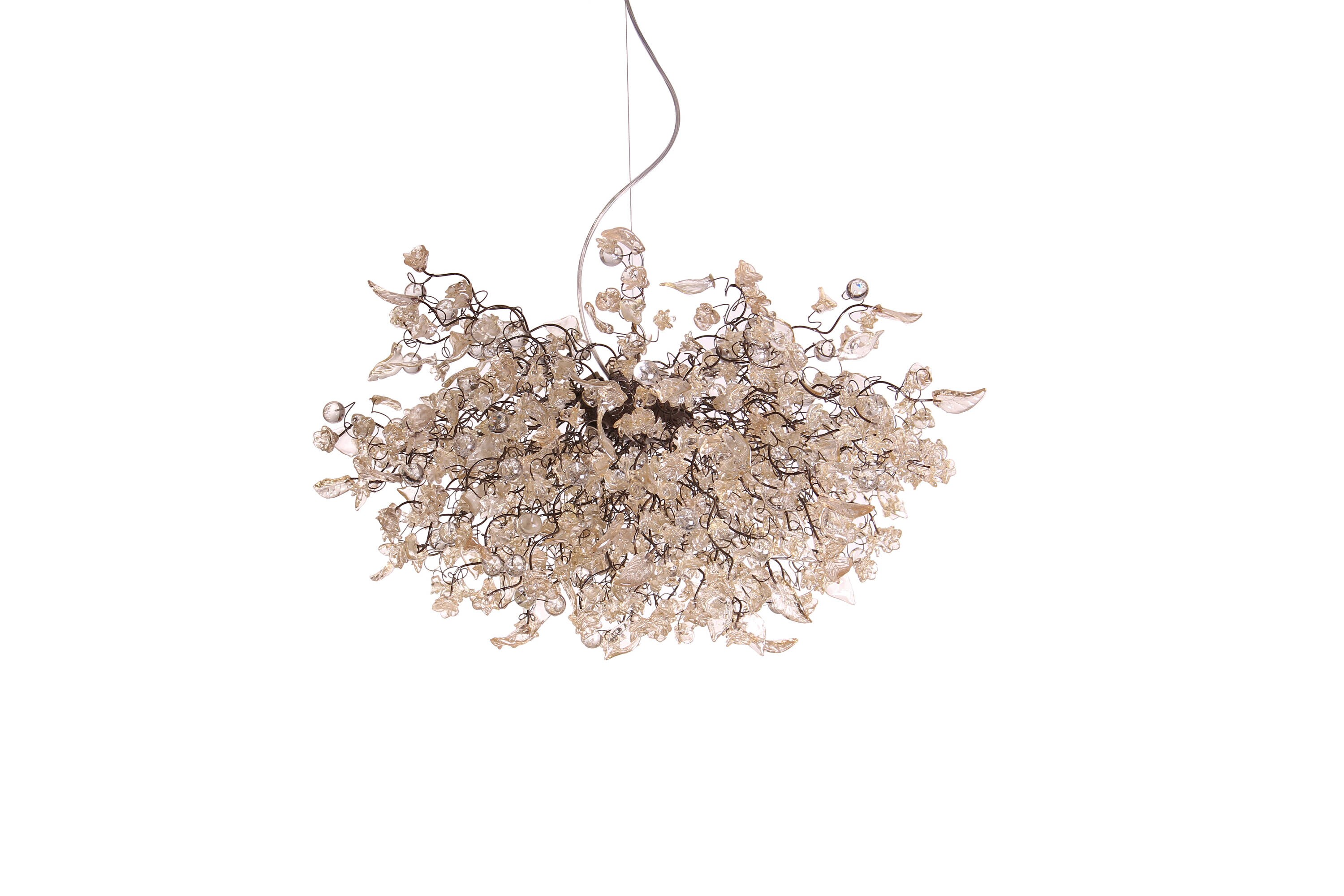 Large Hanging chandeliers with clear transparent mix flowers and leaves for Dining Room, a unique and elegant dining room light.