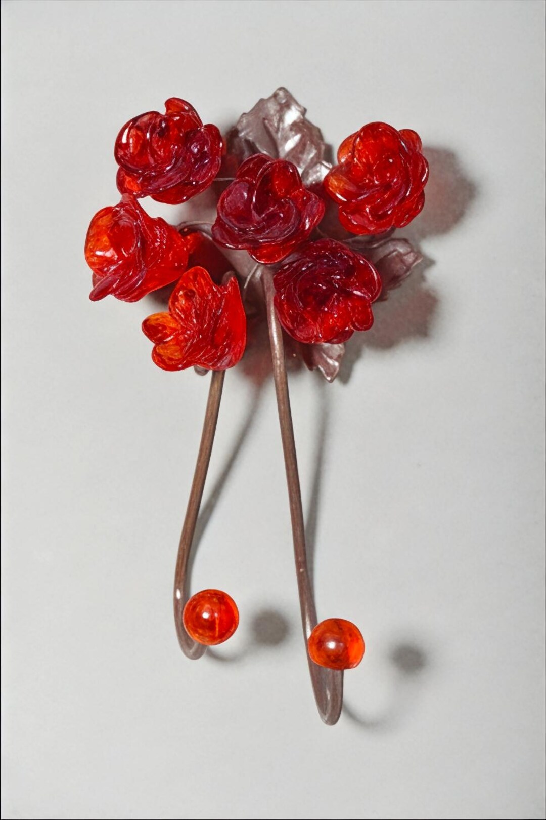 Red Rose Hook Rack Red Rose Resin Flower Wall Hook: Decorative Key, Coat & Towel Hanger - Etsy