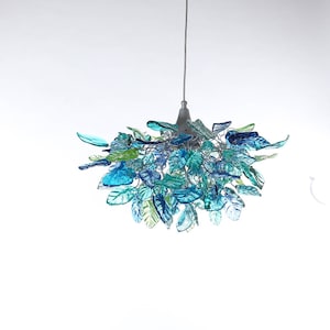 Unique Chandelier with Sea color flowers and leaves for Dining Room, hall or bedroom. image 3