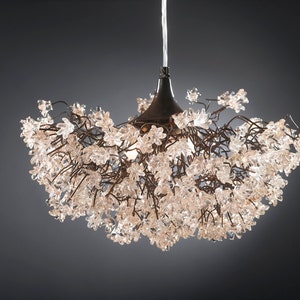 Ceiling lamp, hanging light, chandelier with Transparent clear jumping flowers for living room, Dining Room light.light fixture