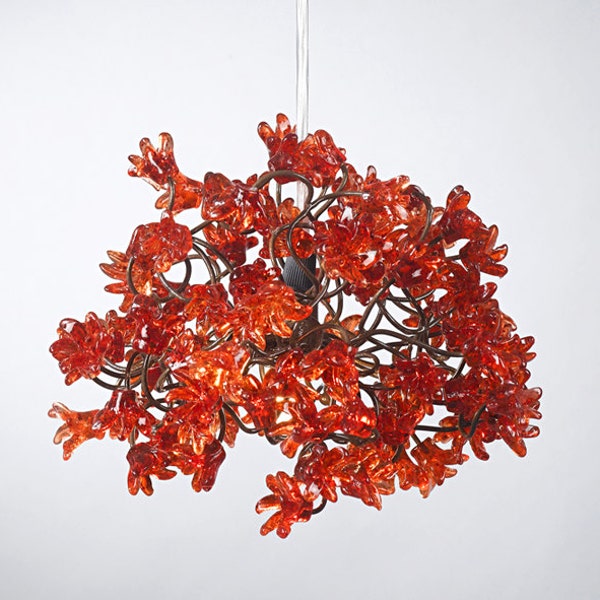 Romantic Pendant Ceiling Lights with Red jumping flowers for hall or bedside lamp.