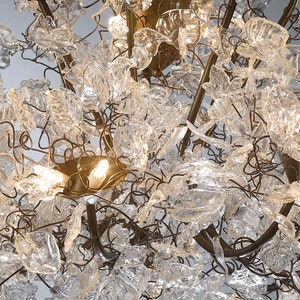 Chandeliers Royal Lighting with Transparent clear leaves and flowers, elegant and unique Ceiling light for living room or store image 2