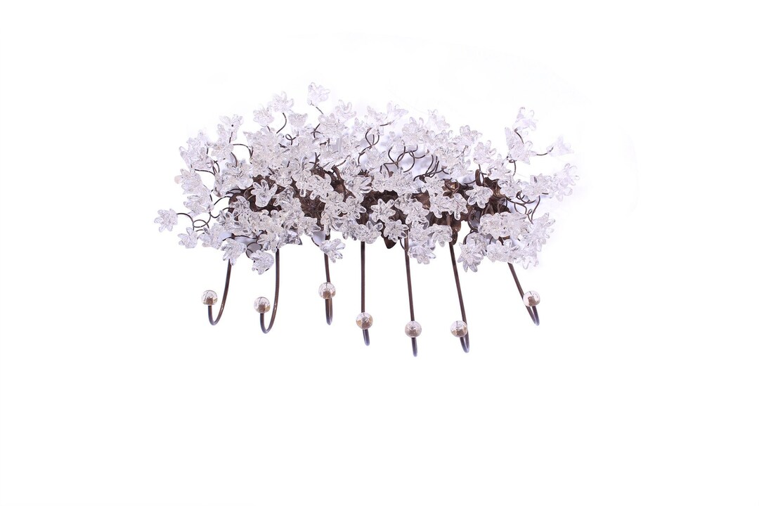 Unique Hooks Coat Rack, Wall Hook With Clear Transparent Resin Flowers ...