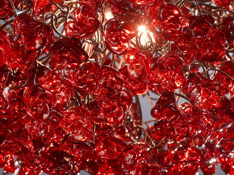 Modern Hanging Light with Red flowers for living room, bedroom, Dining Room. image 4