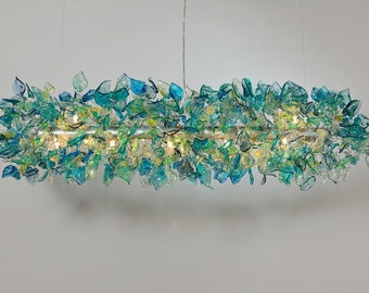 Hanging Decorations Ceiling light Fixture sea color leaves and flowers for Dining table or living room.