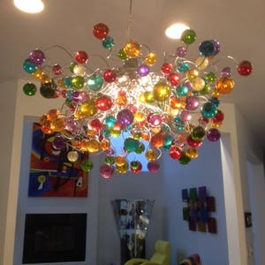 Multicolored bubbles light fixture, hanging lighting with different size of bubbles for children room or dining room. unique lighting image 6