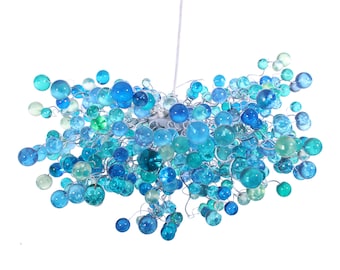 Cobalt blue Hanging chandeliers. light fixture with blue bubbles for Dining Room