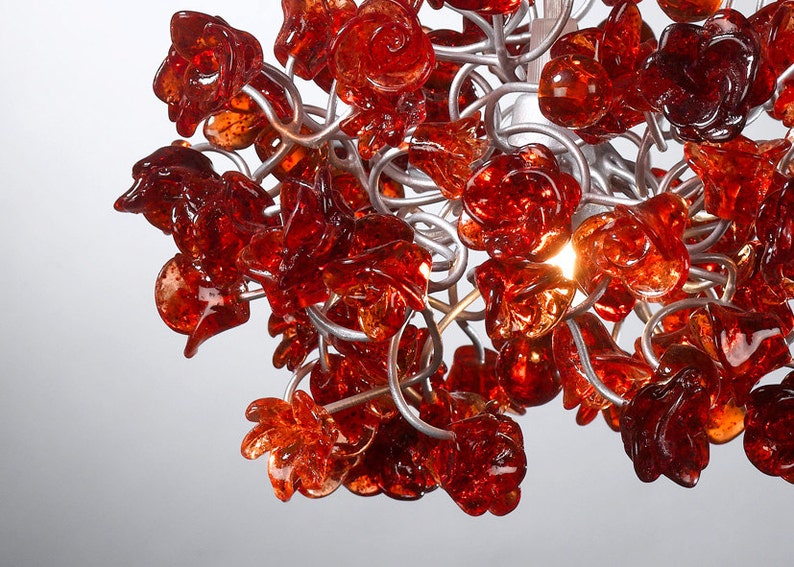 Hanging Ceiling Light with Red roses flowers for hall or over | Etsy
