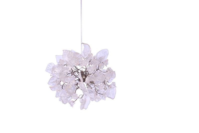 Pendant light with Crystal clear flowers and leaves for hall, bathroom or as a bedside lamp a unique lighting. image 2