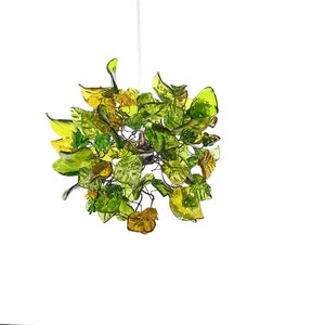 Pendant Lighting, island lighting with shades of green color flowers and leaves