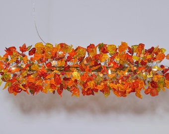 Ceiling light fixture with Warm color flower & leaves hanging chandelier, a cloud shape lighting for Dining Room lighting .