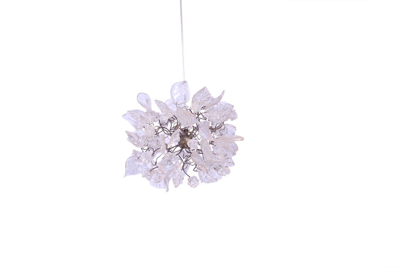 Pendant light with Crystal clear flowers and leaves for hall, bathroom or as a bedside lamp a unique lighting. image 3