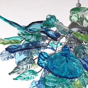 Unique Chandelier with Sea color flowers and leaves for Dining Room, hall or bedroom. image 8