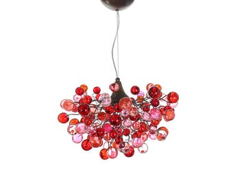 Bubbles light fixtures, red and pink bubbles hanging lamp for children room or dining room.