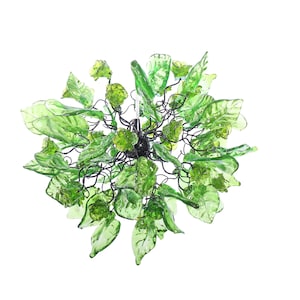 Unique Green pendant lighting, Ceiling Pendant lights with flowers and leaves.
