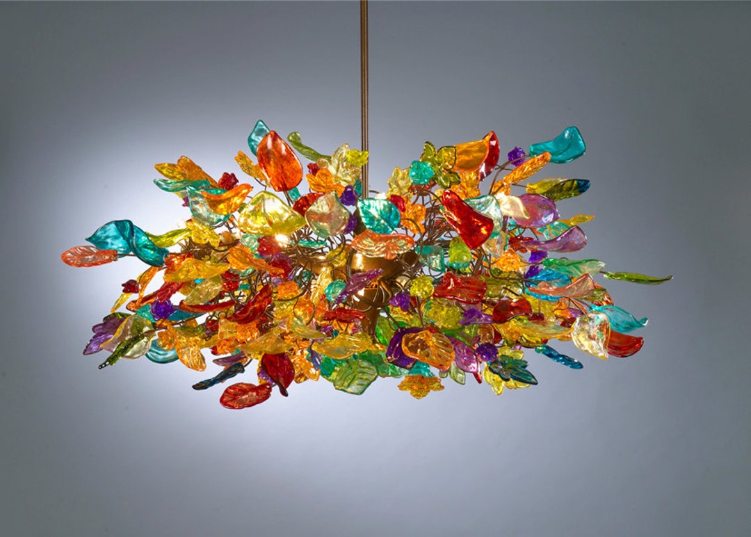 Lighting Colorful Flowers and Leaves Hanging Chandeliers for Dining Room -  Etsy, image size:1080x772