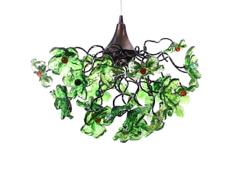 Unique Chandelier with Green color flowers  for Dining Room, hall or bedroom.