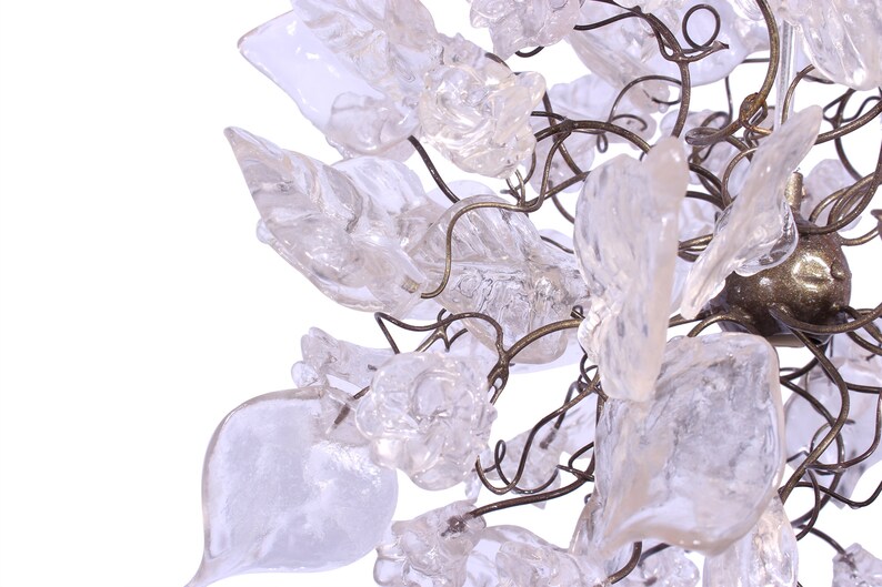 Pendant light with Crystal clear flowers and leaves for hall, bathroom or as a bedside lamp a unique lighting. image 7