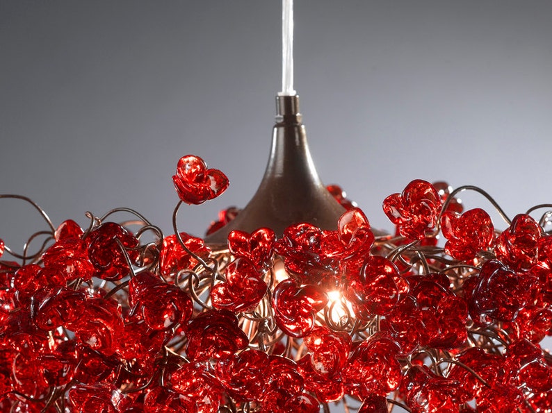 Modern Hanging Light with Red flowers for living room, bedroom, Dining Room. image 2