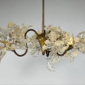 Floral Chandelier: Resin Flowers & Leaves, 3-Arm Dining Room Lighting