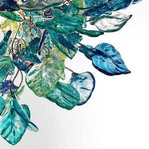 Unique Chandelier with Sea color flowers and leaves for Dining Room, hall or bedroom. image 4