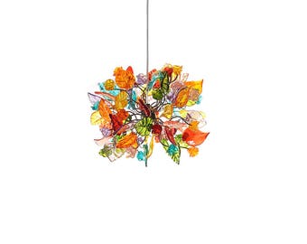 Colorful Ceiling Pendant light with flowers and leaves - Decorative Light for Bedroom, hall and as bedside light.