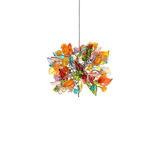 Colorful Ceiling Pendant Light With Flowers and Leaves Decorative