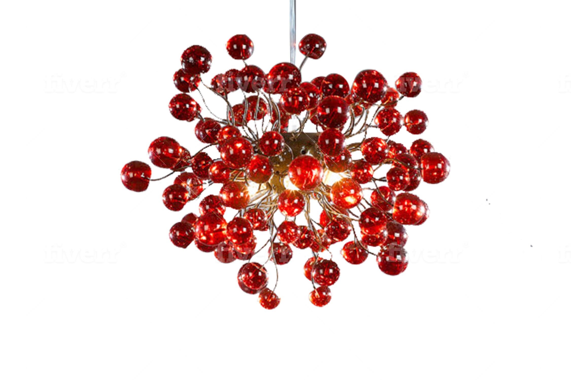 Red Ceiling Lamp, Hanging Light With Red Bubbles for Dining Table ...