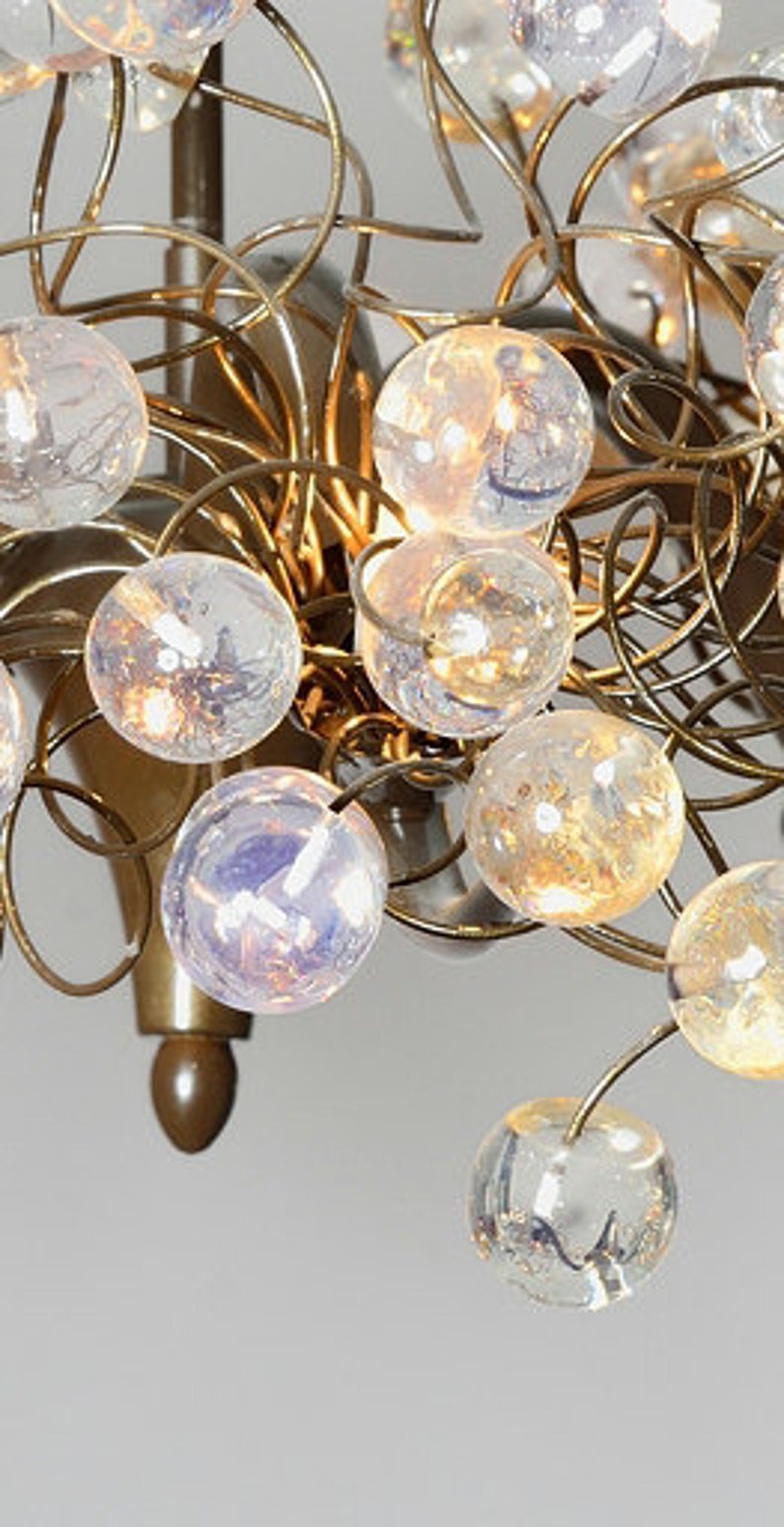 Hanging Chandelier Lighting with Transparent clear bubbles 3 arms chandelier lamp, for Dining table or bedroom. image 5