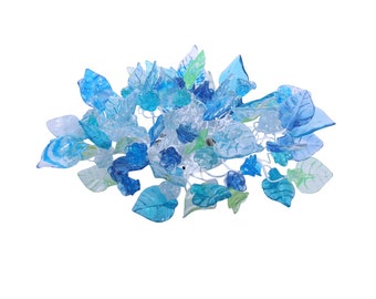 Modern Wall Sconce light with Blue color flowers and leaves for hall living room, toilet