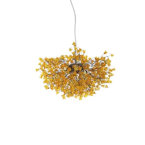 Yellow Lighting, chandelier with flowers, hanging lamp, flowers lights for Dining Room, statement lighting image 3