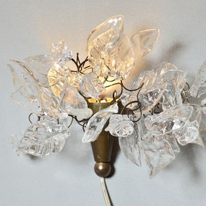 Bouquet plug in sconce with flowers and leaves at clear Transparent color for bedroom lighting or wall