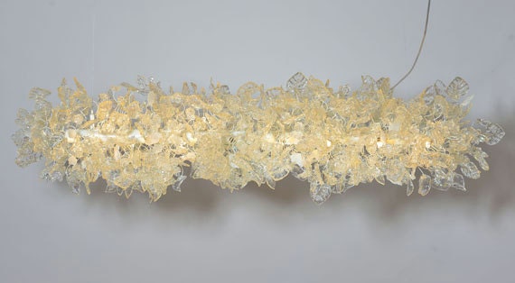 Modern Ceiling Light Fixture With Transparent And White Leaves Etsy