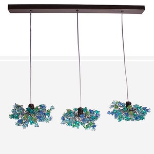 Pendant Lights, Island Kitchen Light with sea color. ceiling lighting -blue jumping flowers for Kitchen Island Dining Room