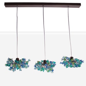 Pendentifs suspendus, Island Kitchen Light avec couleur marine. éclairage de plafond - fleurs bleues sauteuses pour la salle à manger de l’îlot de cuisine