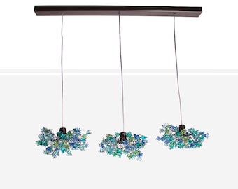 Pendant Lights, Island Kitchen Light with sea color. ceiling lighting -blue jumping flowers for Kitchen Island Dining Room