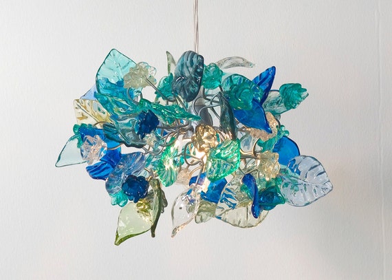 Plafoniere Per Casa Al Mare : Illuminazione a sospensione mare colore fiori e foglie etsy