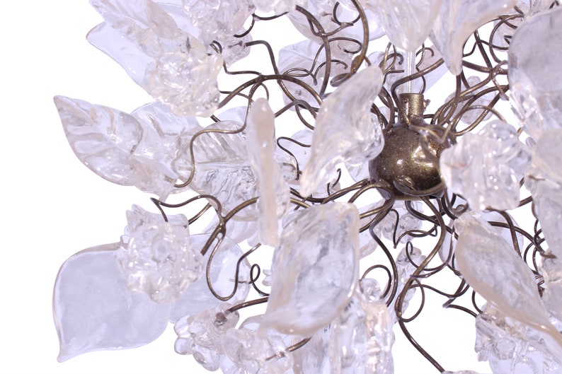 Pendant light with Crystal clear flowers and leaves for hall, bathroom or as a bedside lamp a unique lighting. image 4