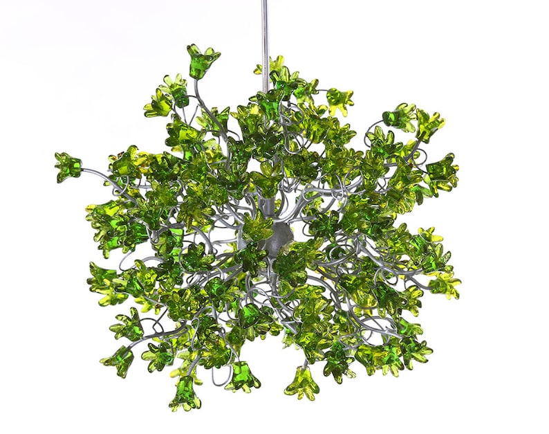 Green Pendant Light, Hanging pendant lighting with Green jumping flowers image 5