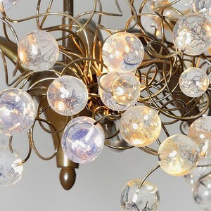 Hanging Chandelier Lighting with Transparent clear bubbles 3 arms chandelier lamp, for Dining table or bedroom. image 3