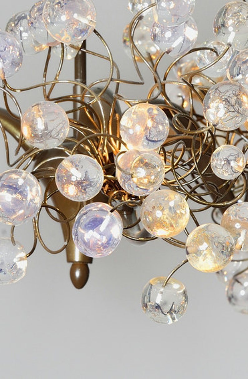 Hanging Chandelier Lighting with Transparent clear bubbles 3 arms chandelier lamp, for Dining table or bedroom. image 3