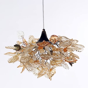 Lighting hanging chandeliers with Gold and clear color flowers and leaves, for Dining Room , hall or bedroom.