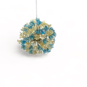 Blue pendant light with flowers for hall or bathroom, or as a bedside light - a unique pendant lights.