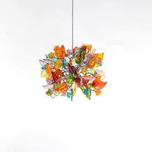 Colorful Ceiling Pendant light with flowers and leaves - Decorative Light for Bedroom, hall and as bedside light.