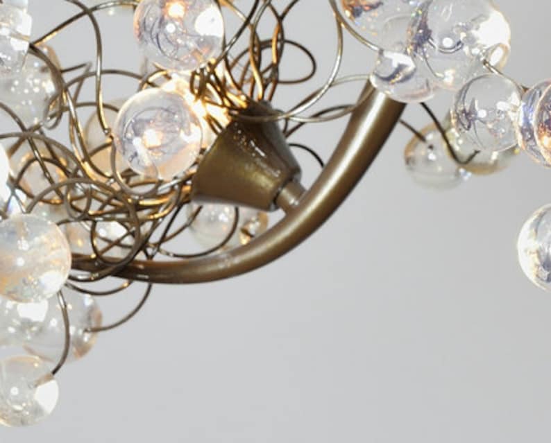 Hanging Chandelier Lighting with Transparent clear bubbles 3 arms chandelier lamp, for Dining table or bedroom. image 2