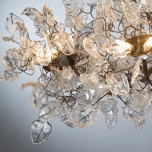 Chandeliers Royal Lighting with Transparent clear leaves and flowers, elegant and unique Ceiling light for living room or store image 3
