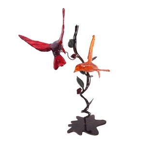 Handcrafted Metal Stand with Colorful Resin Birds image 3