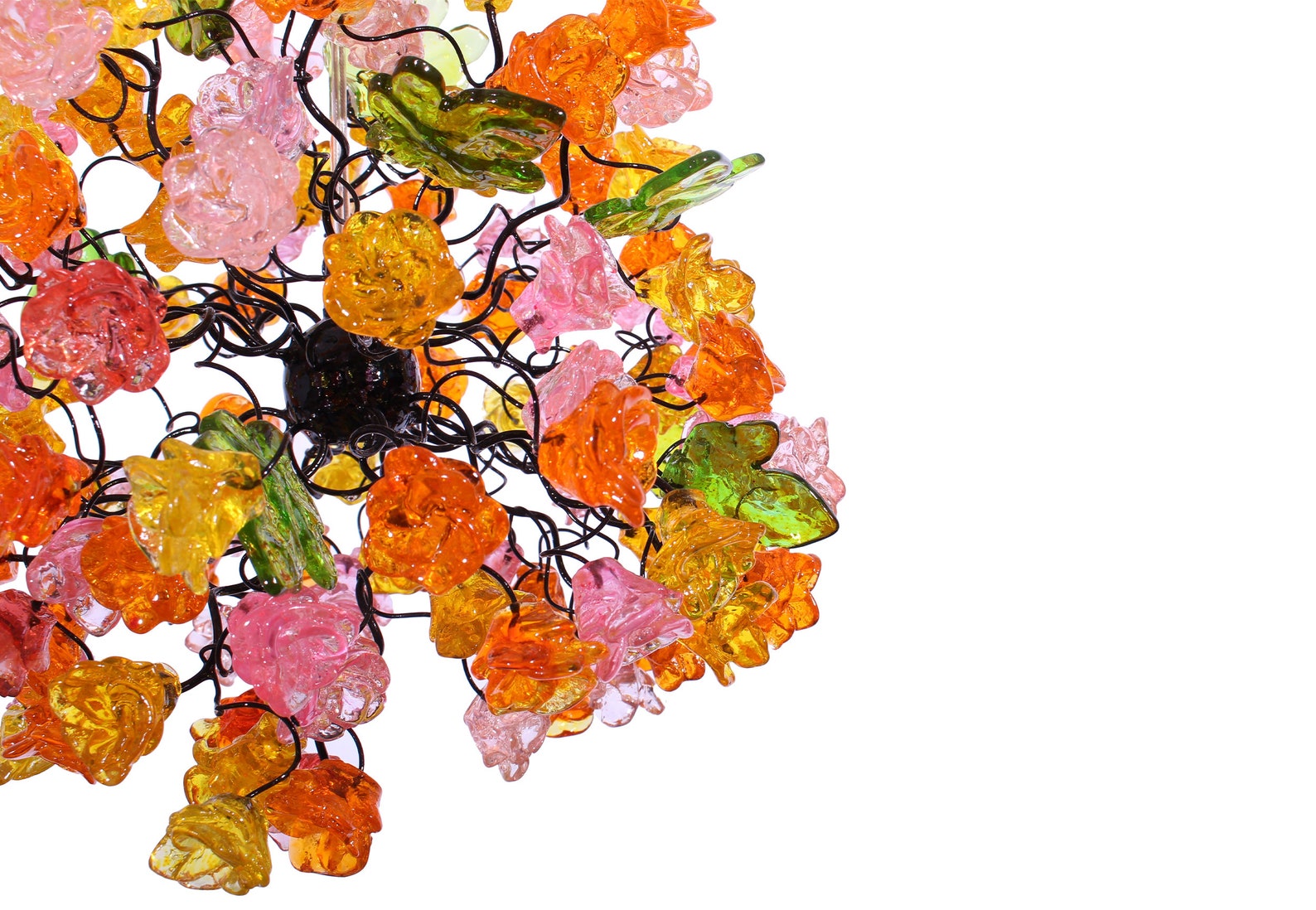 Hanging Pendant Lighting With Ping and Orang Roses Flowers for Children ...