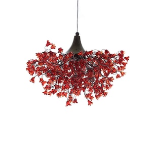 Romantic Red Chandeliers with flowers, hanging lamp for living room, bedroom.