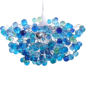 Lighting Chandelier with sea colored bubbles, hanging lamp with different size of bubbles for children room or dining room. image 8